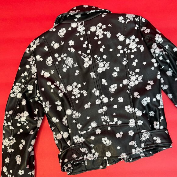 Vintage-Inspired Michael Kors Floral Unique Faux Leather Moto Jacket – XS - Picture 8 of 12